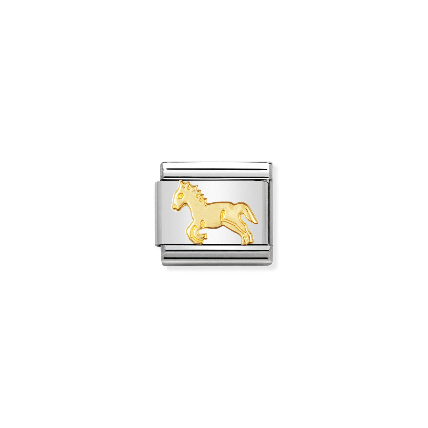 NOMINATION - MAILLE EN STAINLESS AVEC ÉMAIL EN OR 18K - CHEVAL NOMINATION - MAILLE EN STAINLESS AVEC ÉMAIL EN OR 18K - CHEVAL