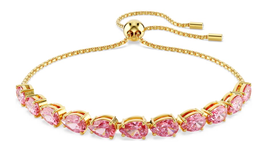 SWAROVSKI - BRACELET TENNIS MATRIX TAILLE POIRE, ROSE, PLACAGE DE TON OR SWAROVSKI - BRACELET TENNIS MATRIX TAILLE POIRE, ROSE, PLACAGE DE TON OR