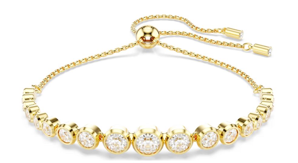 SWAROVSKI - BRACELET TENNIS IMBER DIVERSES TAILLES RONDES, BLANC, PLACAGE DE TON OR SWAROVSKI - BRACELET TENNIS IMBER DIVERSES TAILLES RONDES, BLANC, PLACAGE DE TON OR