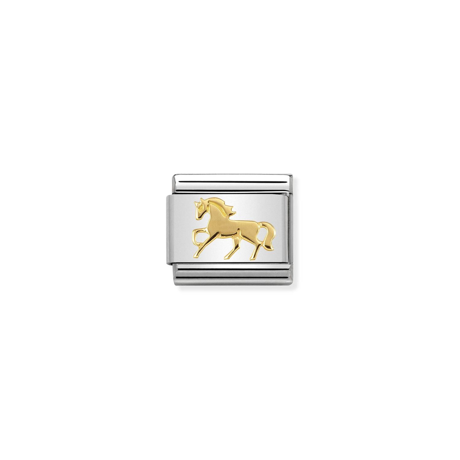 NOMINATION - MAILLE EN STAINLESS AVEC ÉMAIL EN OR 18K - CHEVAL NOMINATION - MAILLE EN STAINLESS AVEC ÉMAIL EN OR 18K - CHEVAL