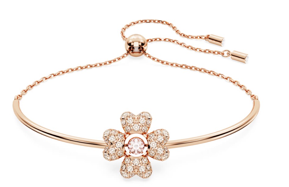 SWAROVSKI - BRACELET IDYLLIA TRÈFLE À QUATRE FEUILLES, BLANC, PLACAGE DE TON OR ROSÉ SWAROVSKI - BRACELET IDYLLIA TRÈFLE À QUATRE FEUILLES, BLANC, PLACAGE DE TON OR ROSÉ