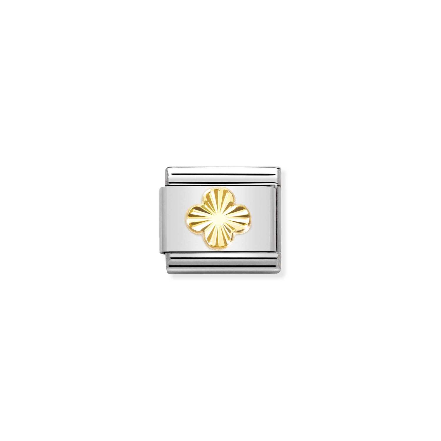 NOMINATION - MAILLE EN STAINLESS AVEC ÉMAIL EN OR 18K - TRÈFLE À QUATRE FEUILLE NOMINATION - MAILLE EN STAINLESS AVEC ÉMAIL EN OR 18K - TRÈFLE À QUATRE FEUILLE