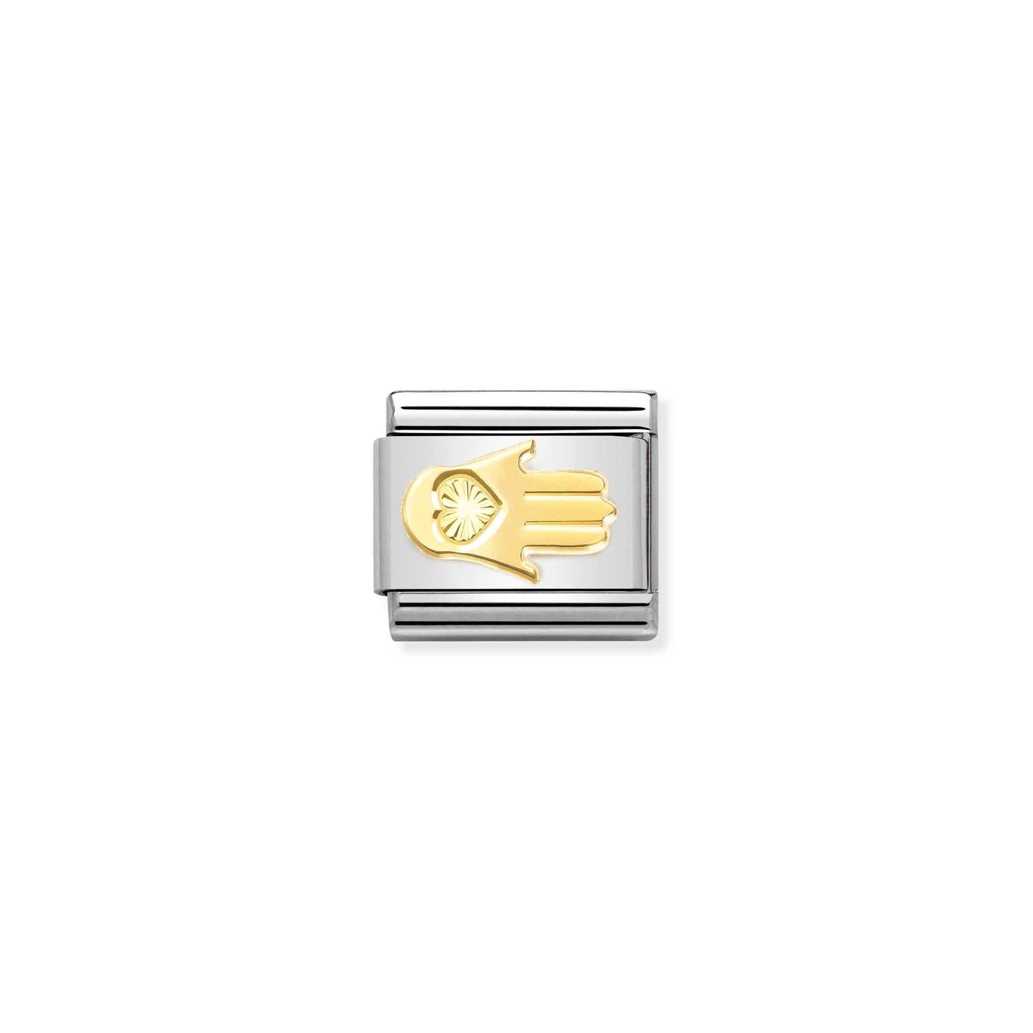 NOMINATION - MAILLE EN STAINLESS AVEC ÉMAIL EN OR 18K - MAIN DE FATIMA NOMINATION - MAILLE EN STAINLESS AVEC ÉMAIL EN OR 18K - MAIN DE FATIMA