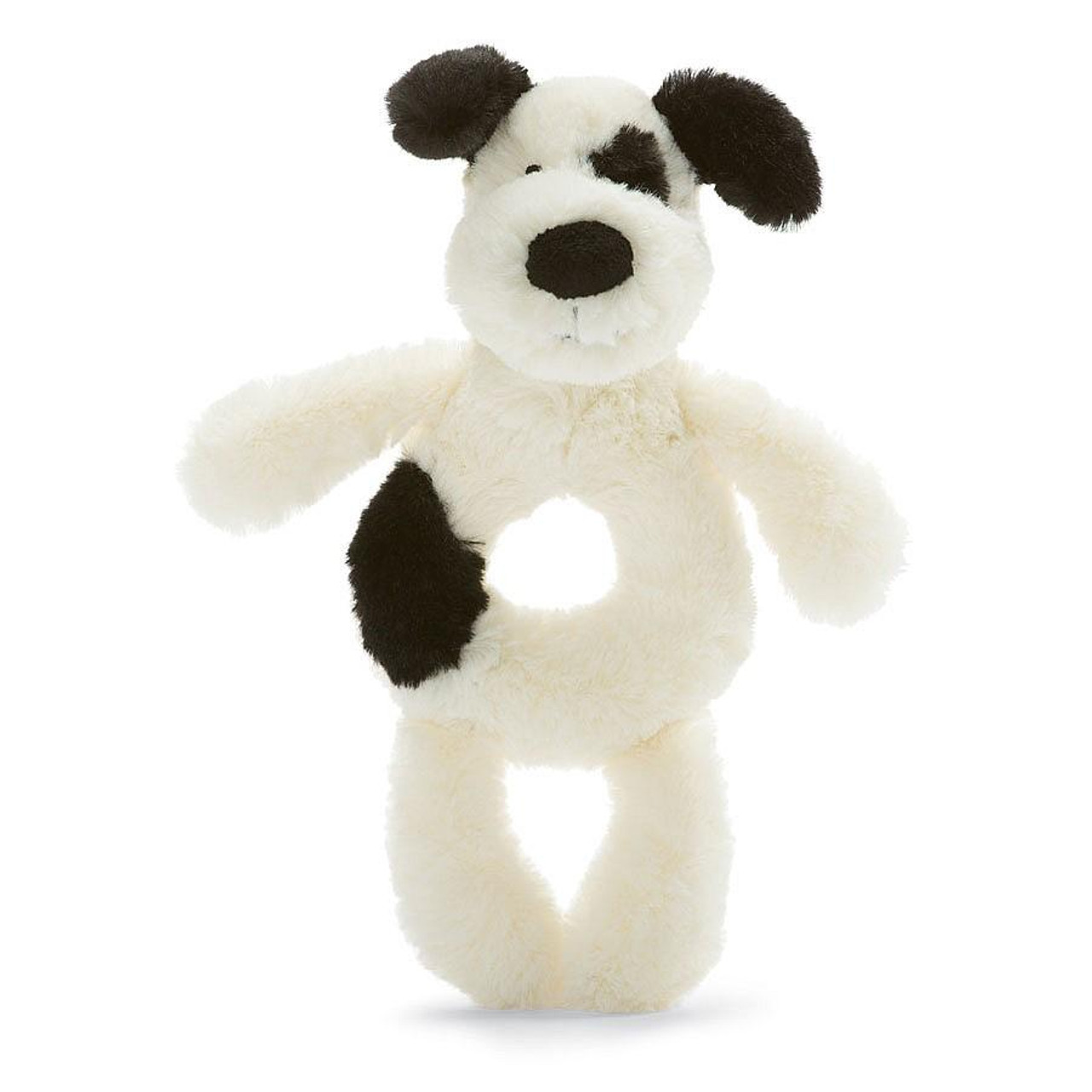 JELLYCAT - BASHFUL BLACK &CREAM PUPPY RING RATTLE
