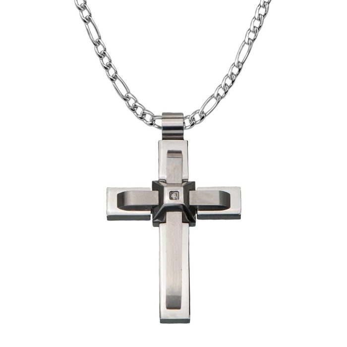 CHAINE AVEC PENDENTIF CROIX - INOX