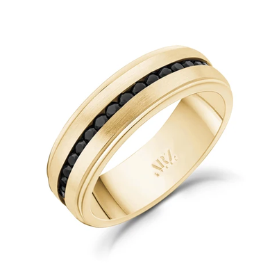 ARZ STEEL - BAGUE OR CZ NOIR GR:12
