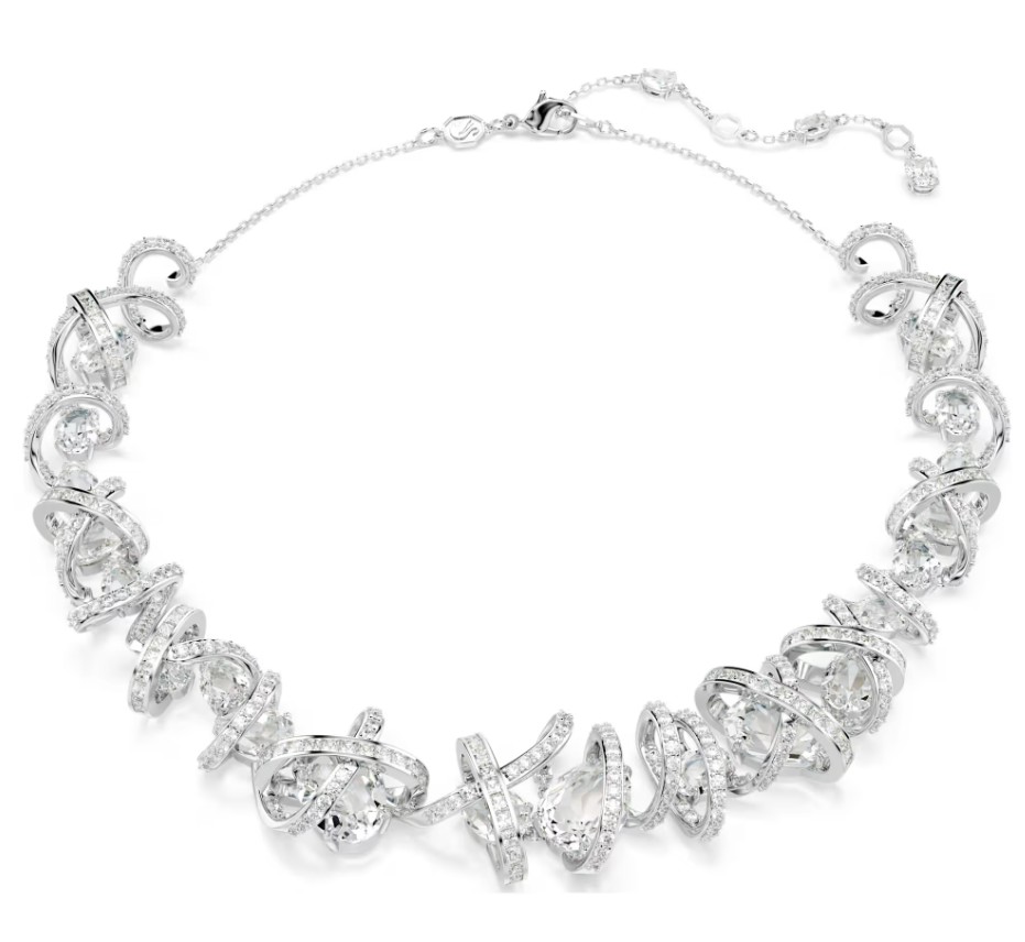 SWAROVSKI - COLLIER HYPERBOLA TAILLES VARIÉES, BLANC, MÉTAL RHODIÉ