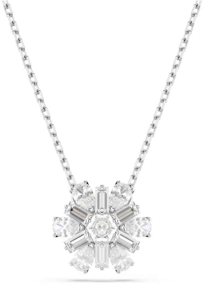 SWAROVSKI - PENDENTIF IDYLLIA TAILLES VARIÉES, FLOCON DE NEIGE, BLANC, MÉTAL RHODIÉ