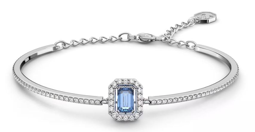 SWAROVSKI - BRACELET-JONC MILLENIA TAILLE OCTOGONALE, PAVÉ, BLEU, MÉTAL RHODIÉ