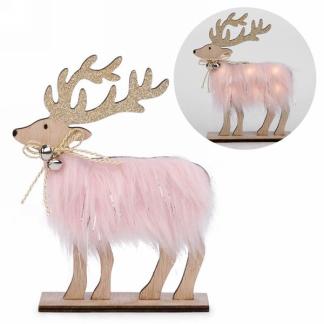 DÉCOR CERF AVEC FAUSSE FOURRURE ROSE
