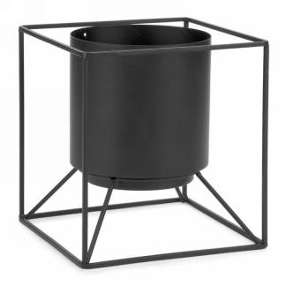 POT EN MÉTAL NOIR SUR SUPPORT