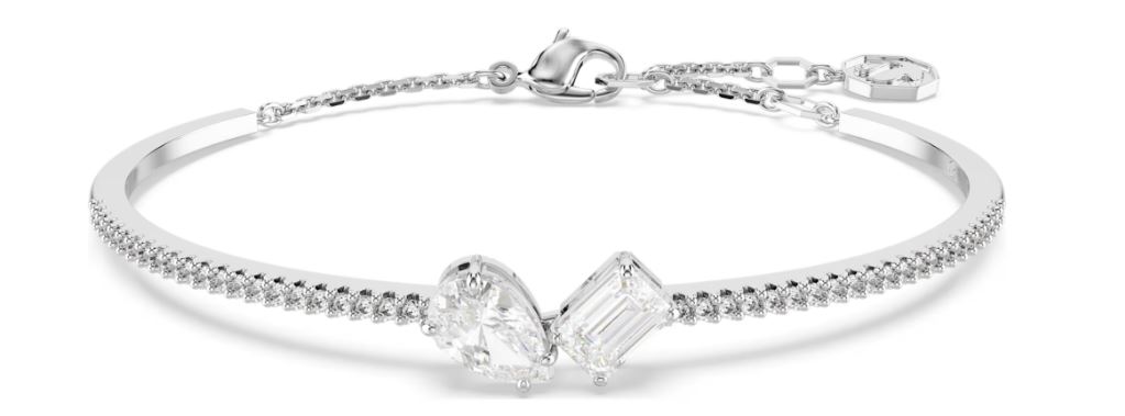 SWAROVSKI - BRACELET-JONC MESMERA TAILLES VARIÉES, BLANC, MÉTAL RHODIÉ