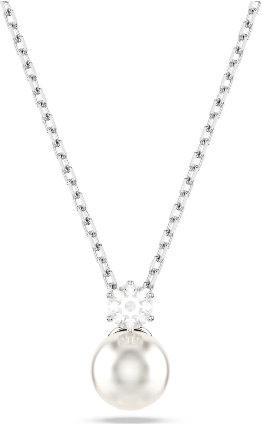 SWAROVSKI - PENDENTIF MATRIX PERLE DE CRISTAL, TAILLE RONDE, BLANC, MÉTAL RHODIÉ