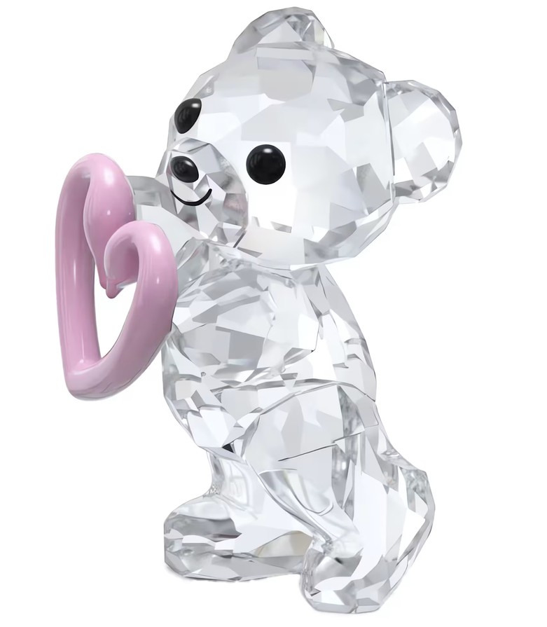 SWAROVSKI - DÉCORATION OURS UNA AVEC COEUR ROSE