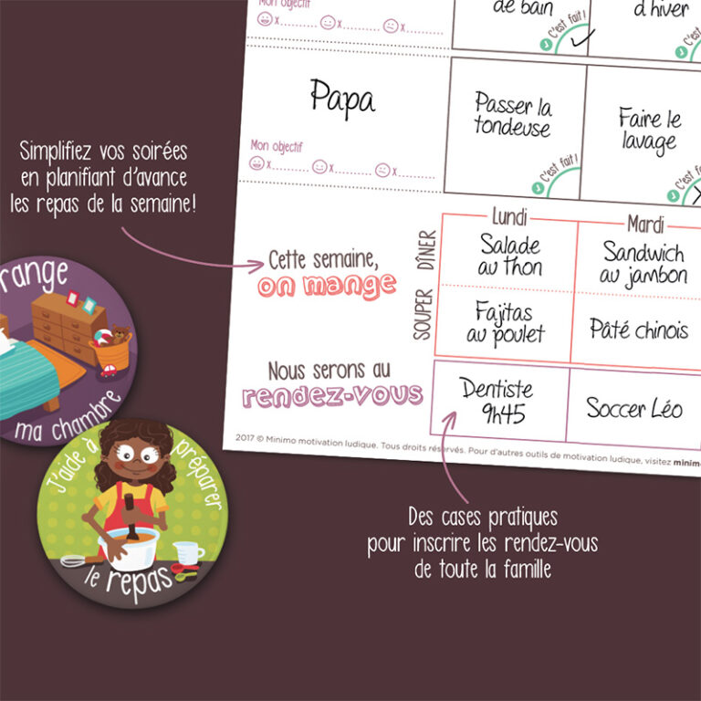 ORGANISATEUR FAMILIAL - UNE SEMAINE À LA FOIS - VERTICAL - MINIMO