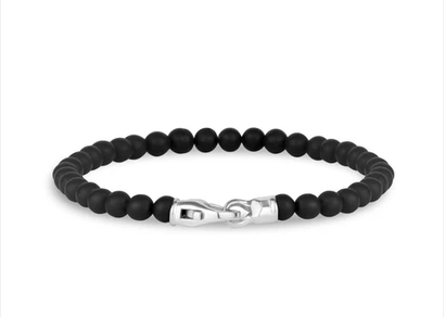 ARZ STEEL - MINI BRACELET A PERLES NOIR GRANDEUR : 7