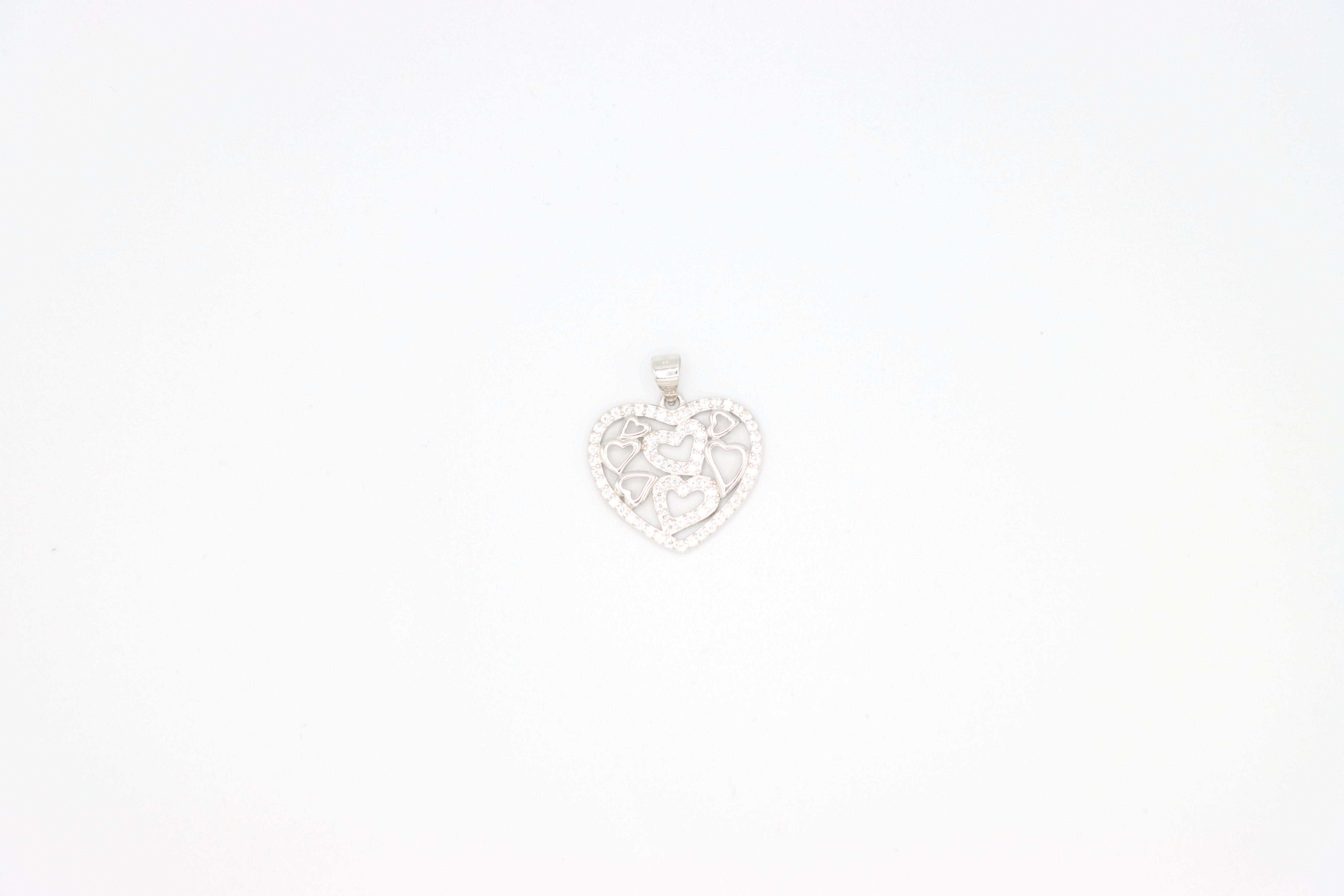 PENDENTIF COEUR EN ARGENT & ZIRCONS