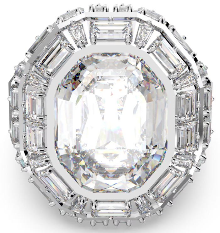 SWAROVSKI - BAGUE COCKTAIL MESMERA TAILLE OCTOGONALE, BLANCHE, FINITION ARGENTÉE