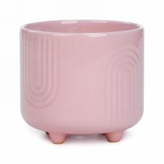 POT ROSE EN CÉRAMIQUE SUR PIED