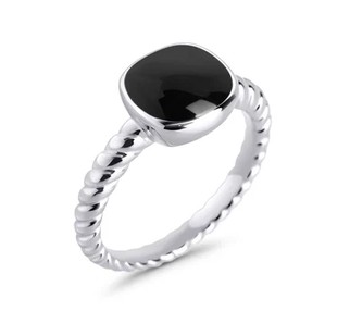 MIA - BAGUE ARGENT PIERRE NOIRE GR:6