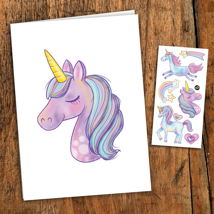 CARTE DE SOUHAITS - LICORNE