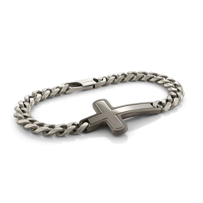 BRACELET À MAILLE GOURMETTE AVEC CROIX LATÉRALE - ITALGEM