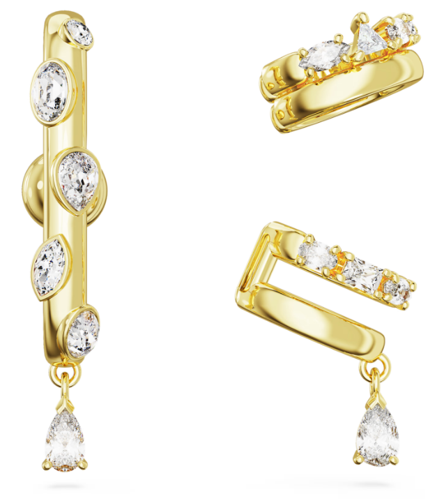 SWAROVSKI - BOUCLE D'OREILLE MANCHETTE DEXTERA PARURE (3), TAILLES VARIÉES, BLANC, PLACAGE DE TON OR