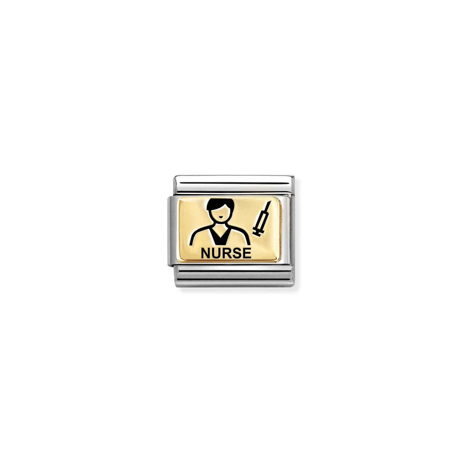 NOMINATION - MAILLE EN STAINLESS AVEC ÉMAIL EN OR 18K - NURSE