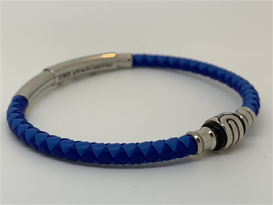 BRACELET EN CUIR BLEU - ARGENT - ZANCAN