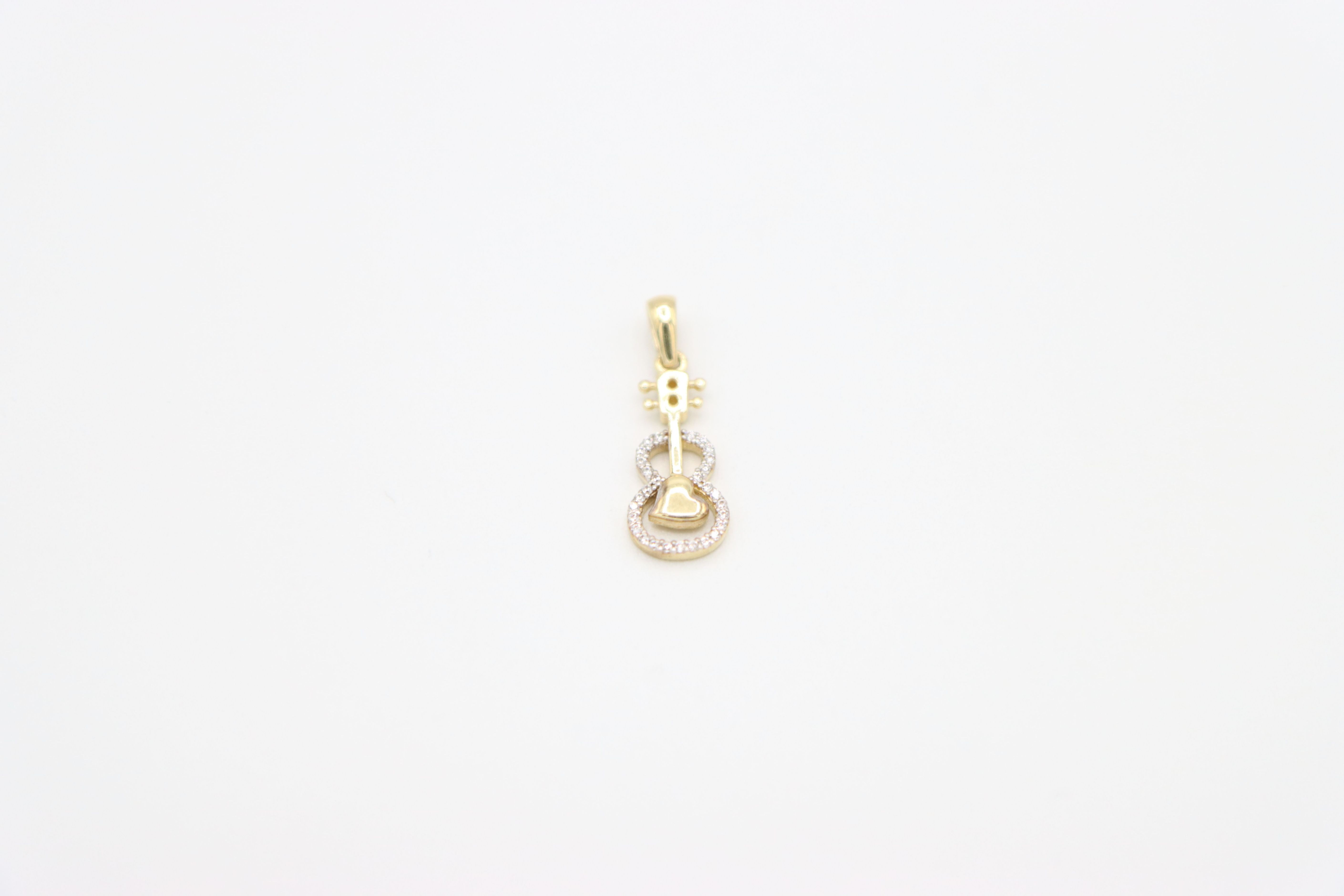 PENDENTIF GUITARE/COEUR EN OR 10K & ZIRCONS