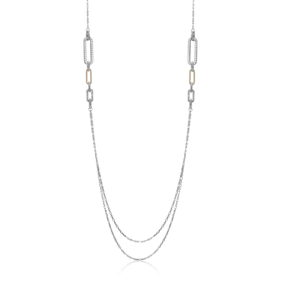 CHARLES GARNIER - COLLIER MAILLONS ALLONGÉS BICOLORES