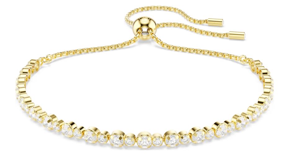 SWAROVSKI - BRACELET TENNIS MATRIX TAILLE RONDE, BLANC, PLACAGE DE TON OR