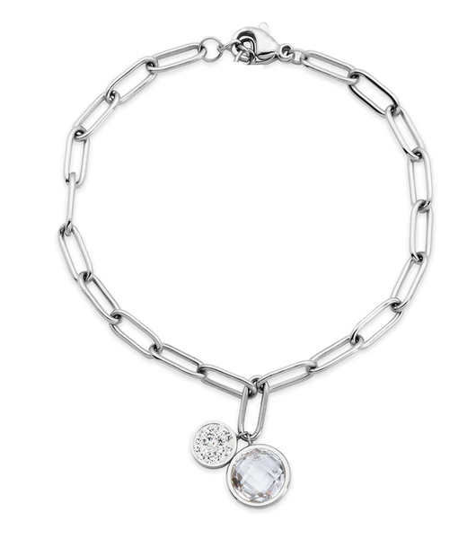 STEELX - BRACELET ARGENT MAILLE TROMBONE CZ