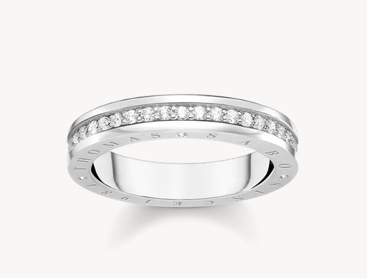 THOMAS SABO - BAGUE AVEC PIERRE BLANCHE