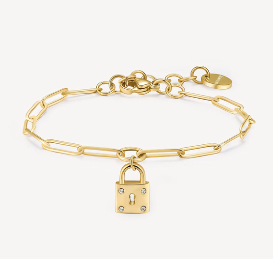 BROSWAY - BRACELET TROMBONE CADENAS PLAQUÉ OR CZ