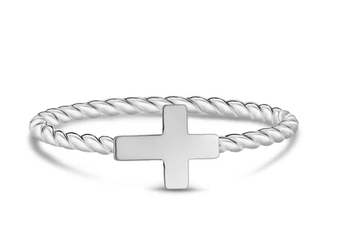 ARZ STEEL - BAGUE TORSADE AVEC CROIX GR:8