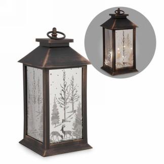 LANTERNE ILLUMINÉE NOIRE CUIVRÉE AVEC ARBRE