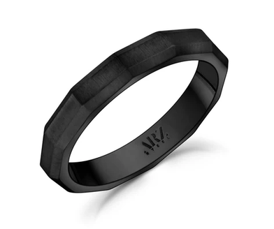 ARZ STEEL - BAGUE NOIR STEEL FACETTE GR:7