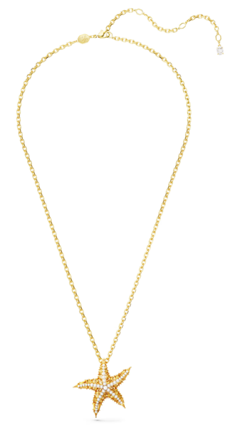 SWAROVSKI - PENDENTIF IDYLLIA CRYSTAL PEARLS, ÉTOILE DE MER, TON DORÉ, PLACAGE DE TON OR