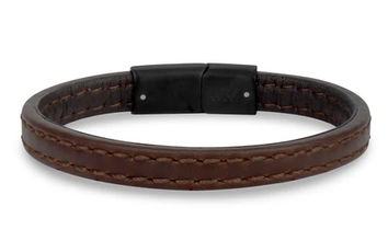 ARZ STEEL - BRACELET CUIR BRUN