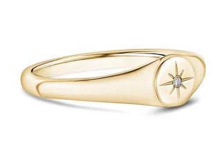 ARZ STEEL - BAGUE CHEVALIÈRE DORÉE AVEC CZ ÉTOILÉ GR:7