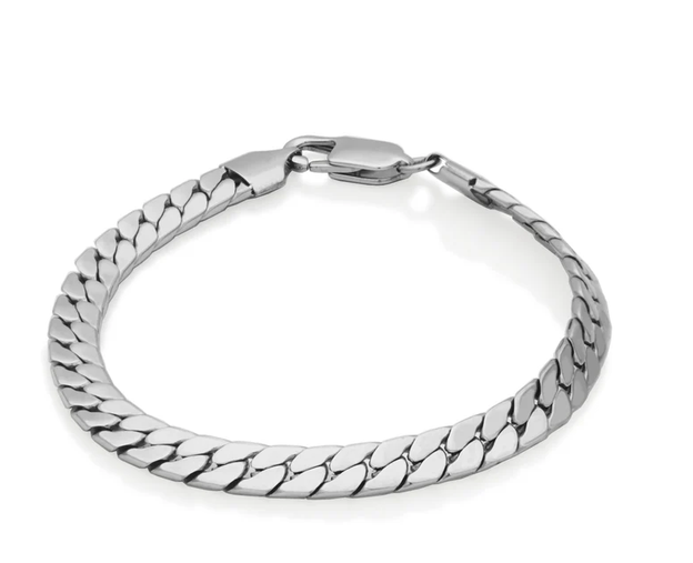 STEELX - BRACELET ARGENT MAILLE PLATE