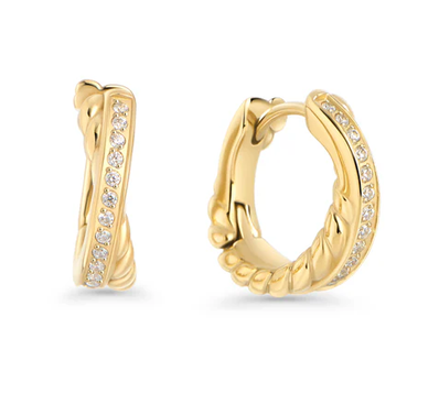 MIA - BOUCLES D'OREILLES ANNEAU DORÉ TORSADÉ ET CZ