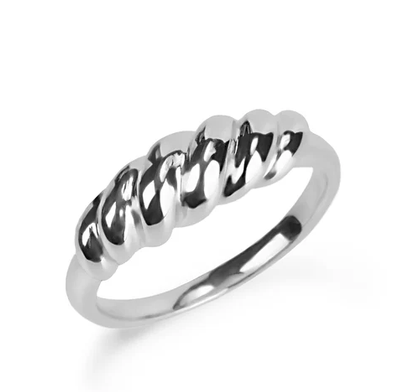 MIA - BAGUE ANNEAUX CROISSANT ARGENT GR 9