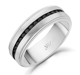 ARZ STEEL - BAGUE AVEC CZ NOIR GR:12