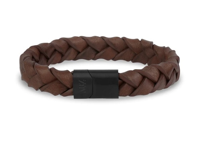 BRACELET EN CUIR BRUN TRESSÉ - ARZ STEEL