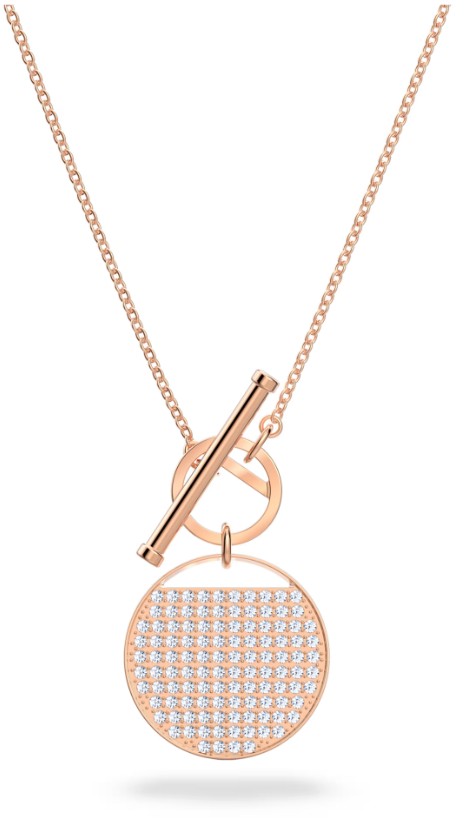 SWAROVSKI - COLLIER GINGER T BAR BLANC, PLACAGE DE TON OR ROSÉ