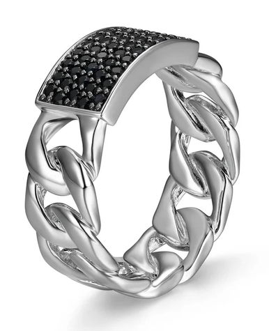 ETHOS - BAGUE ARGENT SAPHIRE NOIR