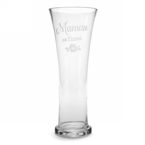 VASE EN VERRE CLAIR - MAMAN ON T