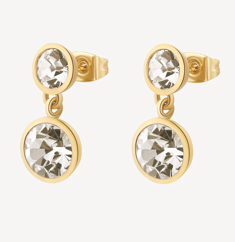 BROSWAY - BOUCLES D'OREILLES PLAQUÉ OR CZ